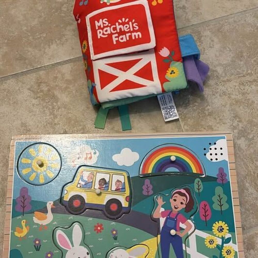 Melissa & Doug Ms. Rachel Farm Soft Book and Wooden Peg Puzzle Set